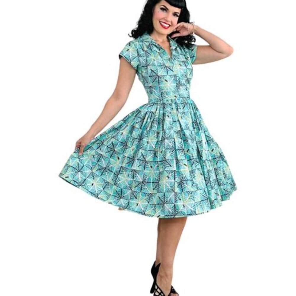 Bernie dexter Kelly dress in spider web print small NWT